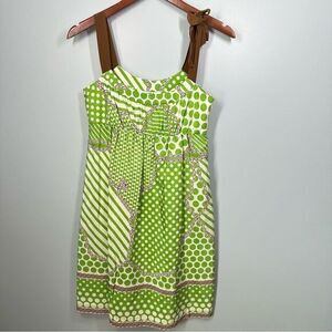 Tibi New York Anthropologie Silk Blend Green Brown Rope Sundress Size 2 Y2K‎